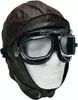 A vintage-style aviator hat and goggles on a mannequin head. Produktbild-Vorschau