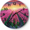Wanduhr - Rund - Glasuhr - Wiese Tulpen Sonnenuntergang Produktbild-Vorschau 1