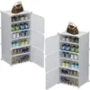 Two white modular shoe cabinets filled with shoes and a handbag on top of one of them, against a white background. Náhľad obrázku produktu