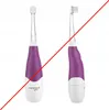 Two views of a purple and white electric toothbrush for babies, with a red diagonal line crossing the image. Produktbild-Vorschau