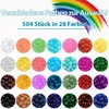 504 Stück 8mm bunte Glasperlen zum Basteln, 28 Farben, Produktbild-Vorschau 3