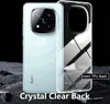 A clear phone case is shown on a dark, textured surface, with a light blue phone inside. Produktbild-Vorschau