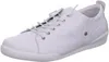 A white leather sneaker is shown against a white background. Produktbild-Vorschau