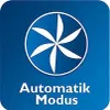 A blue square with a white fan-like logo and text 'Automatik Modus' below it. Produktbild-Vorschau