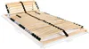 A wooden bed frame with adjustable slats, shown from a diagonal angle. Anteprima dell’immagine prodotto