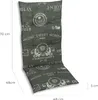 A high-back chair cushion with a patterned design and dimensions indicated. Produktbild-Vorschau