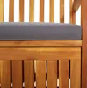 Close-up view of a wooden storage bench with a gray cushion. Náhled obrázku produktu