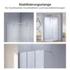 Collage of images showing a shower stabilizer bar and a shower enclosure. Produktbild-Vorschau