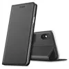 A black flip case for an iPhone is shown with the phone inside. Produktbild-Vorschau
