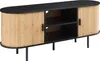 A media console with bamboo doors and black accents. Produktbild-Vorschau