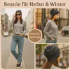 Čiapka typu "beanie" s trblietkami, nity, farba hnedá Náhľad obrázku produktu 4