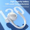 A close-up marketing image of a white wireless earbud with a blue background and large white text. Podgląd zdjęcia produktu