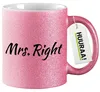 Huuraa Glitzertasse Mrs. Right Schriftzug 330ml Pink Produktbild-Vorschau 1