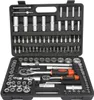 A black plastic toolbox containing a 108-piece socket wrench set. Podgląd zdjęcia produktu