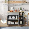A kitchen island with storage, showing its features and contents. Náhled obrázku produktu