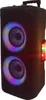 A black trolley speaker with colorful LED lights on the speakers. Voir les images du produit
