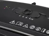 A close-up view of the control panel of a black paper shredder, showing various indicator lights and symbols. Produktbild-Vorschau