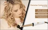 A woman with curly blonde hair is shown on the left, while a close-up of a conical curling iron and its features are displayed on the right. Anteprima dell’immagine prodotto