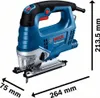 A Bosch GST 750 jigsaw with dimensions indicated. Anteprima dell’immagine prodotto