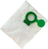 A white vacuum cleaner bag with a green plastic attachment. Produktbild-Vorschau