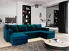 A modern living room with a large sectional sofa, shelves, and a coffee table. Produktbild-Vorschau
