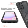 A product image showing a phone case with callouts for its protective features. Produktbild-Vorschau
