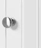 A close-up of a silver doorknob on a white cabinet door. Produktbild-Vorschau
