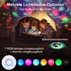A family reading a book in a tent with a star projector light. Produktbild-Vorschau