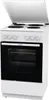 A white electric stove with a black oven door and a white lid open at the top. Produktbild-Vorschau