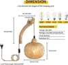 Holz Innen Wandleuchte, Vintage Wandlampe, Retro Bambus Produktbild-Vorschau 2