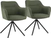 Two green fabric chairs with black metal bases are shown against a white background. Produktbild-Vorschau