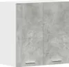 A white and concrete-effect wall cabinet with two doors and silver handles. Anteprima dell’immagine prodotto