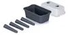 A dark gray planter box with four dark gray conical legs and a transparent lid with two vents are arranged on a white background. Náhled obrázku produktu