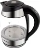 A product shot of a glass electric kettle.