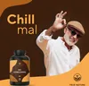 A man is shown giving a peace sign next to a bottle of Ashwagandha capsules. Produktbild-Vorschau