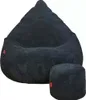 A black beanbag chair and matching footrest are shown against a white background. Náhľad obrázku produktu