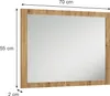 A rectangular mirror with a wooden frame is shown against a white background. Dimensions are indicated with measurement lines and text. Náhľad obrázku produktu