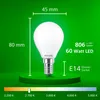 Lampadina LED E14 Sfera P45 3,8 W = 60 W 806 lm 212 lm/W Anteprima dell’immagine prodotto 8