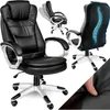 A collage of images showcasing a black office chair with silver accents, highlighting its ergonomic features and design. Voir les images du produit