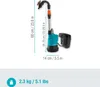 A diagram showing the dimensions of a submersible pump, along with its weight. Produktbild-Vorschau