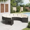 vidaXL Gartensofa mit Kissen Rund Schwarz Poly-Rattan Produktbild-Vorschau 2