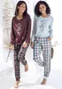 Vivance Dreams Pyjama 4 -teilig bordeaux-kariert, Produktbild-Vorschau 2