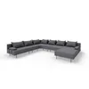 A dark gray sectional outdoor sofa with multiple cushions, shown from a side-angle on a white background. Podgląd zdjęcia produktu