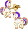Mädchen Ohrringe 925 echt Silber Einhorn Pferde Herz Gold Produktbild-Vorschau 1