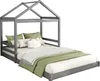 OKWISH Lit Enfant 140x200 - Lit Cabane Gris, Bois de Pin et Voir les images du produit 10