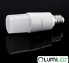 A white LED light bulb with a silver screw base is lying on its side on a black reflective surface. Produktbild-Vorschau