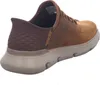 A side view of a brown Skechers slip-on sneaker. Voir les images du produit