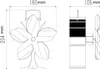 Technical drawing of a stove fan with dimensions. Produktbild-Vorschau