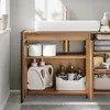 SoBuy Zweitüriger Schrank BZR63-L-PF mit geöffneten Türen, darunter Kosmetika und Toilettenartikel Produktbild-Vorschau