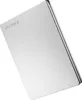 A silver external hard drive with the Toshiba logo embossed on it, presented on a white background. Produktbild-Vorschau